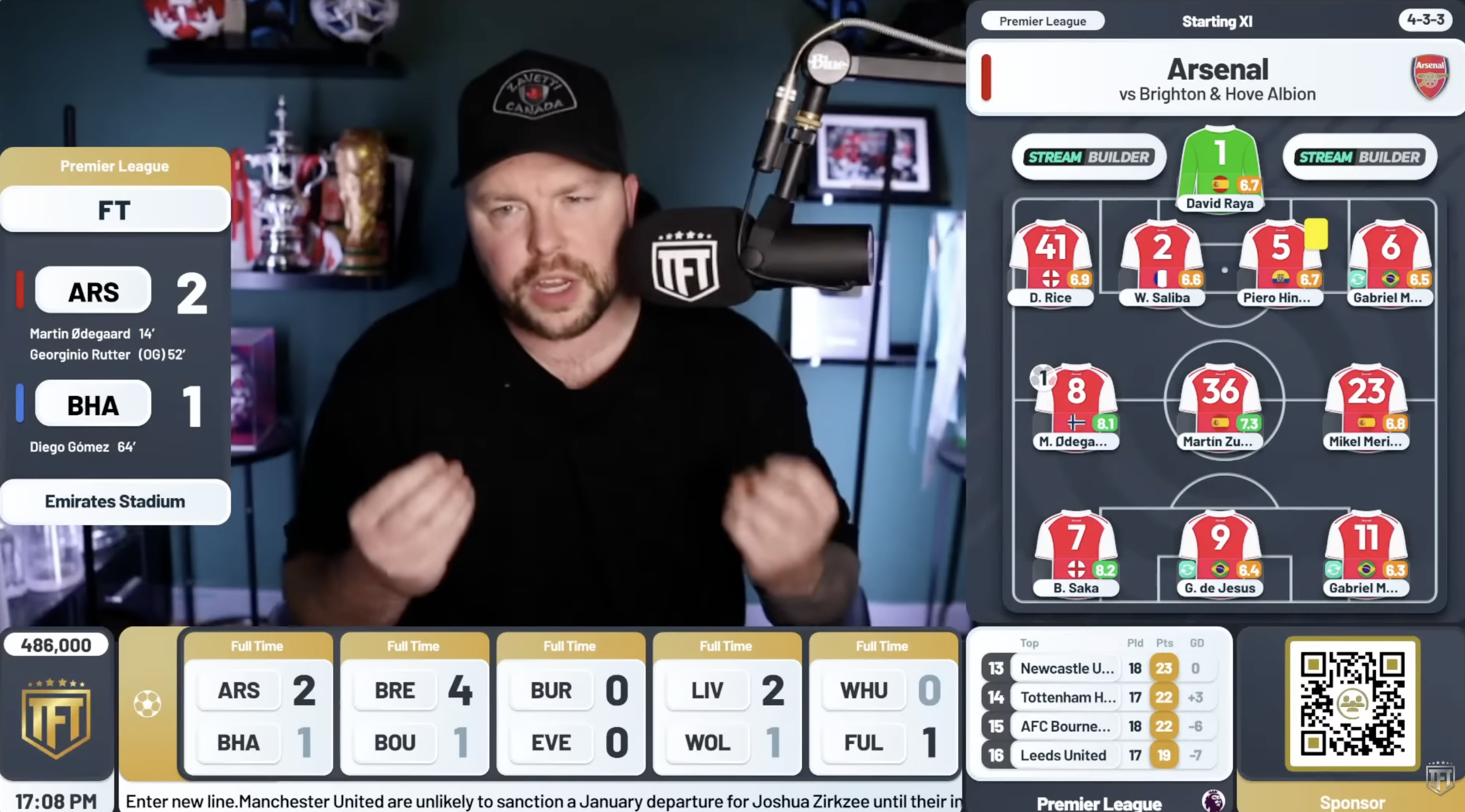 The Football Terrace's youtube overlay